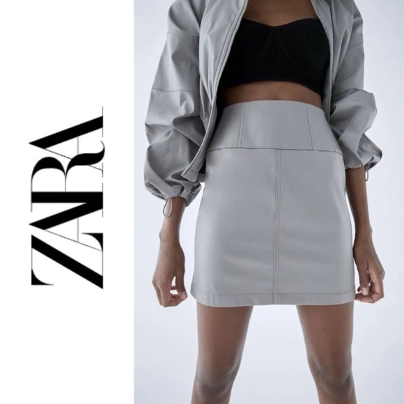 Zara Gray Mini Skirt. New. Size Large. - Picture 1 of 9